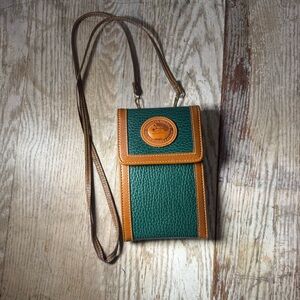 Dooney & Bourke Green Pebbled Leather Crossbody Phone Bag